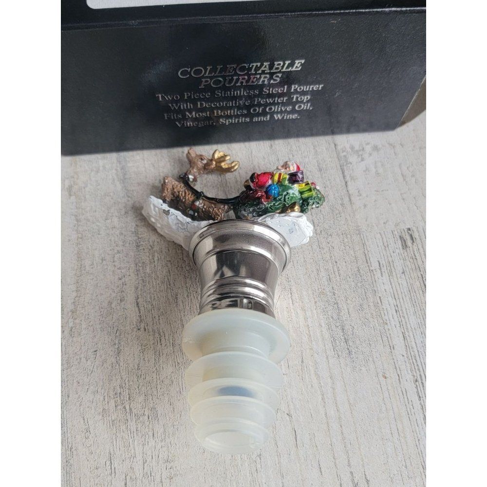 Vintage Santa claus Pewter‎ wine bottle pourer xmas